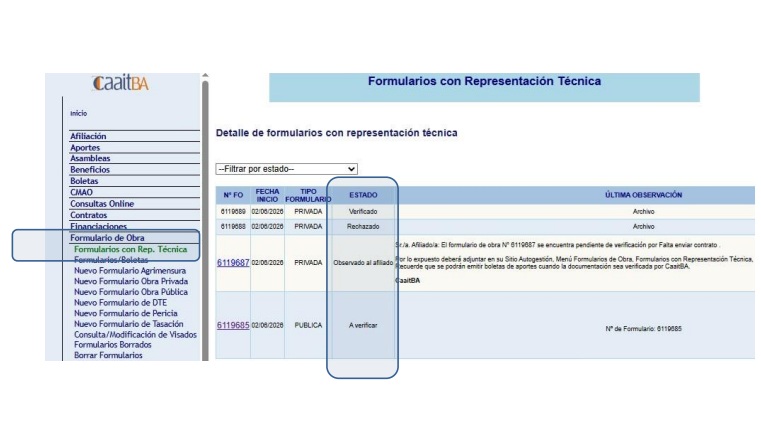 Formularios de Obra con Representación Técnica